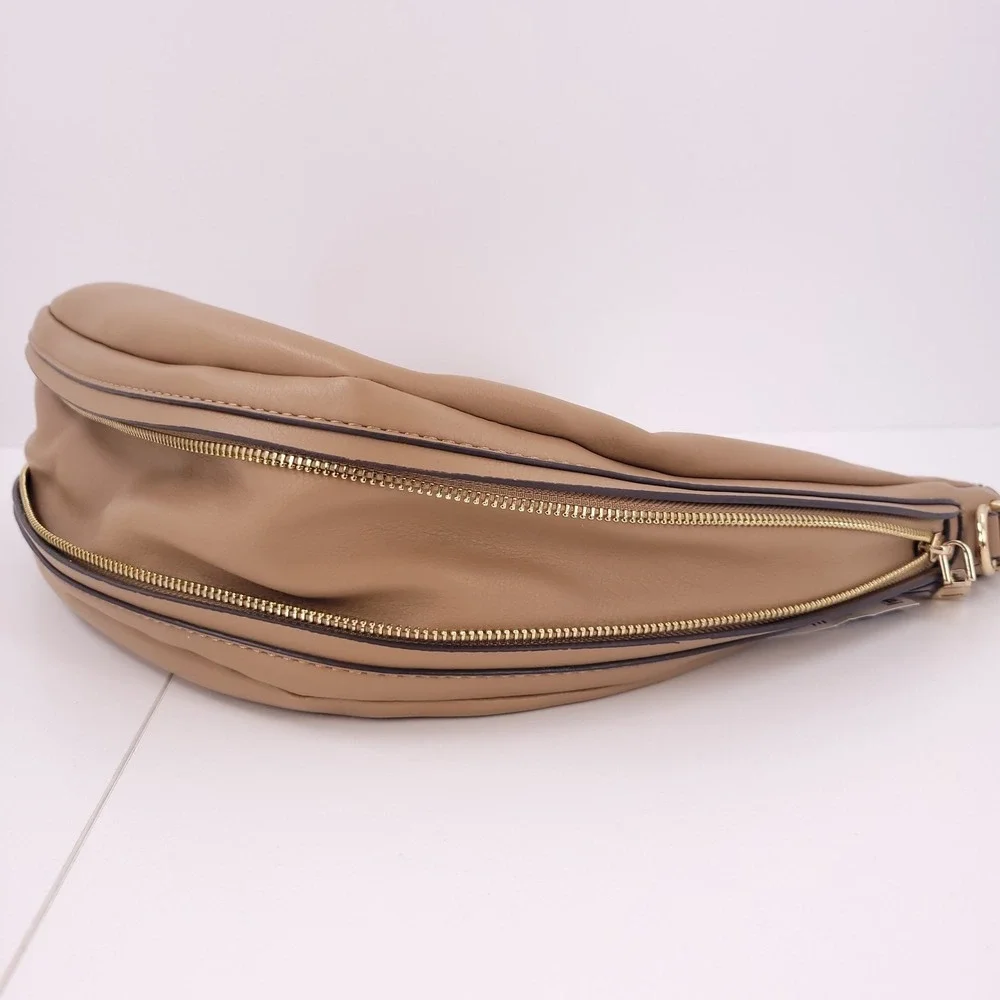 INC Kolleene Hobo Handbag Shoulder Crossbody Camel Expandable Medium Gold Purse